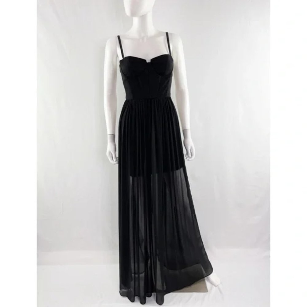 New Alice + Olivia Shakira bustier corset semisheer column gown maxi dress - Picture 5 of 15
